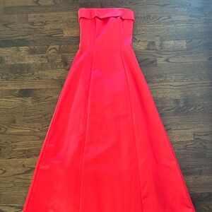 URBAN GIRL NITES Size 3 4 Long Red Dress SATIN Formal Gown Strapless Vintage 90s